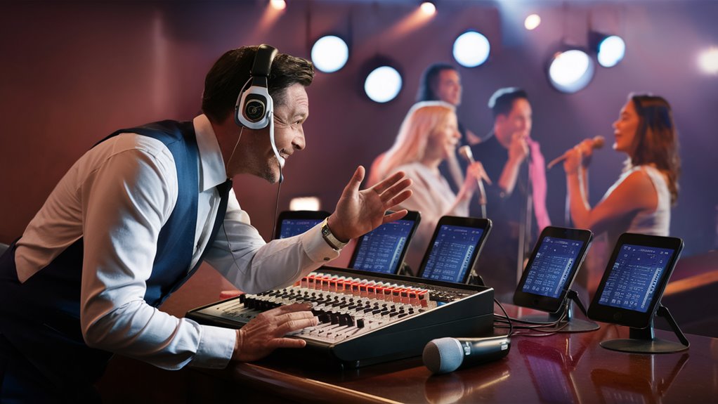 host leads karaoke entertainment activities