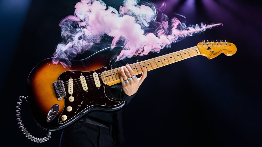 electric guitarists playing solos