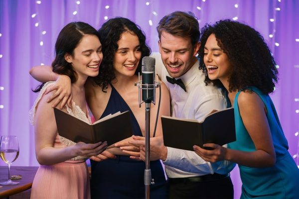 friends singing love songs together