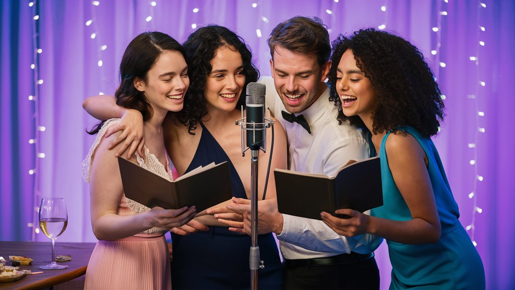 friends singing love songs together
