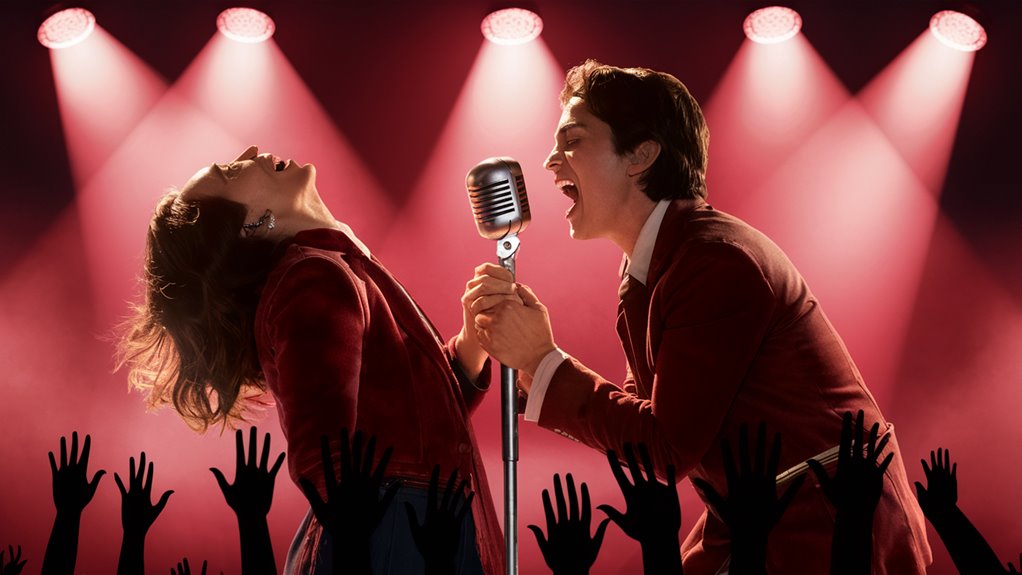two singers perform together