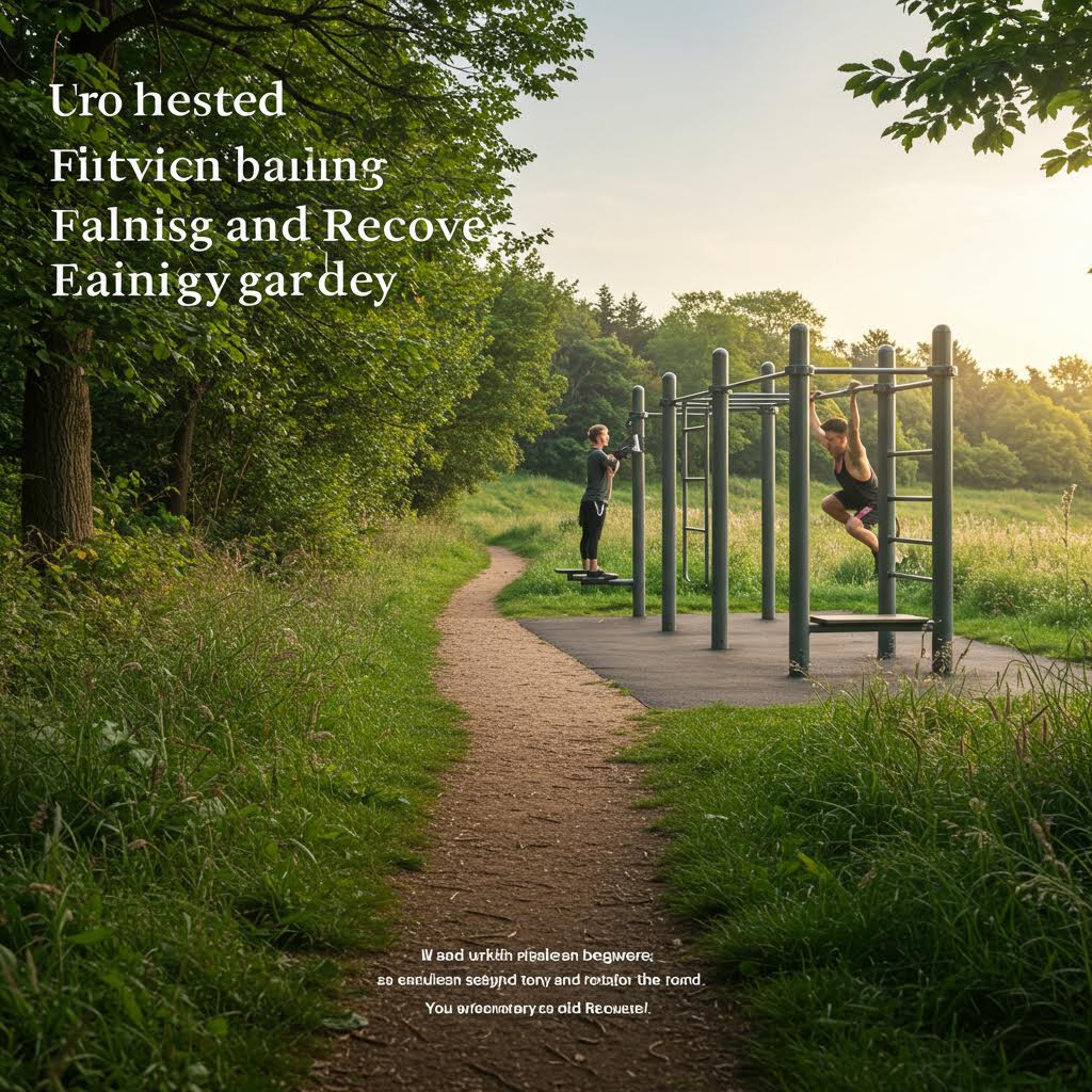 공원 운동 기구에서 사람들이 체력을 단련하며 자연 속에서 균형 잡힌 생활을 훈련하는 순간