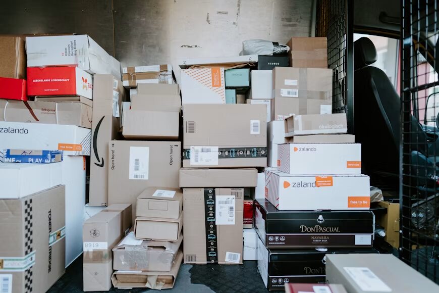 International shipping package representing overseas online shopping and seasonal discounts.